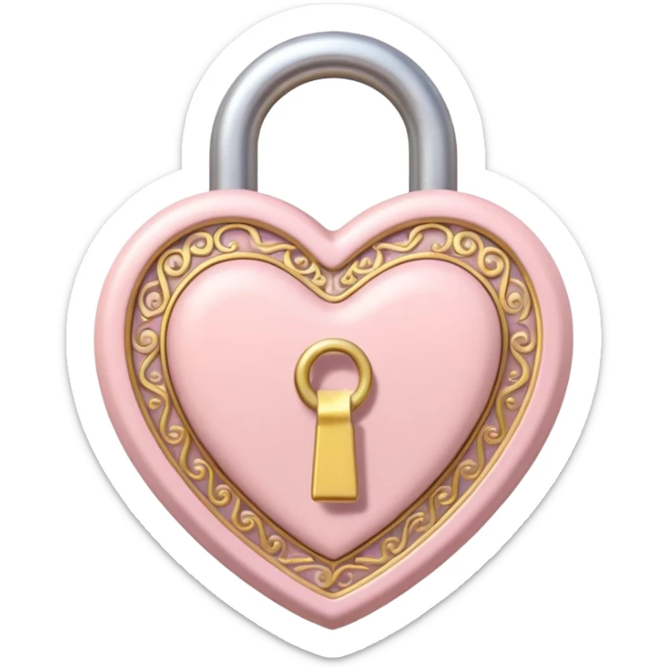 The key to the heart lock in soft pink, beige and yellow pastel colors sticker