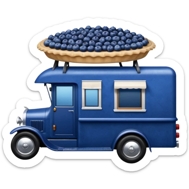 shiny crushed-dark-blue crystal body frozen blueberry pie 1912 antique long-wheelbase cab over durable trails low rider moving truck food truck  sticker