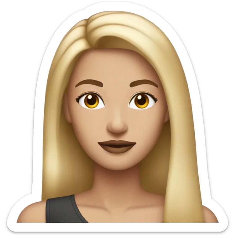 Beautiful woman with straight dirty blonde hair and pretty makeup sticker