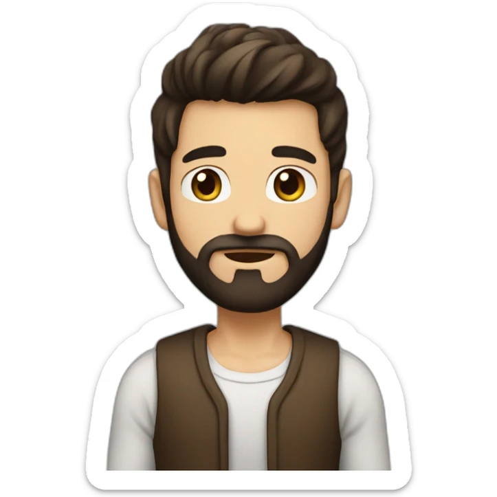 a boy with long beard, the beard are little brown color and black and hair also sticker
