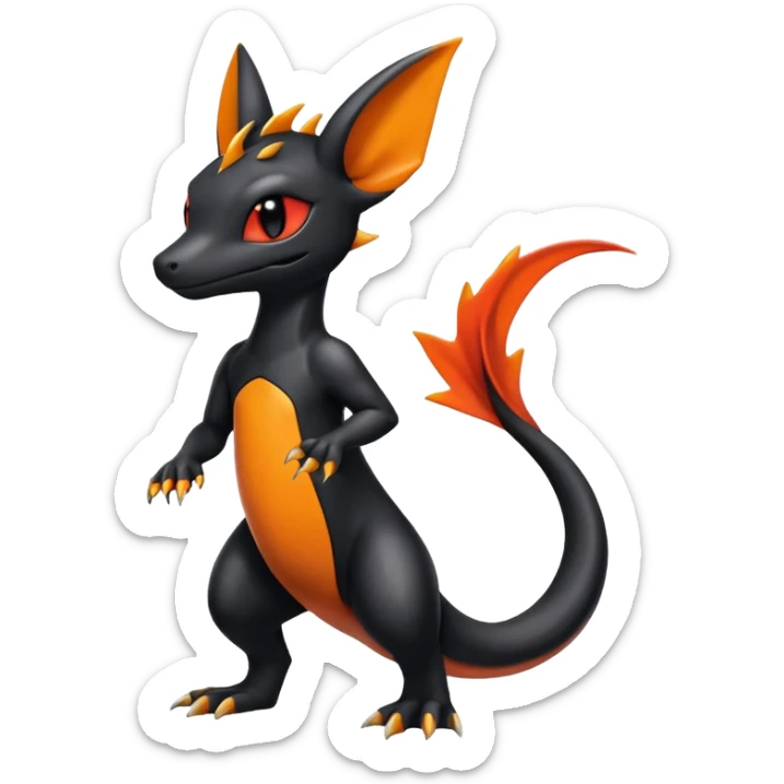 Shiny Cute Salandit-Umbreon-Charmeleon-Fakémon-hybrid-creature (full body)  sticker