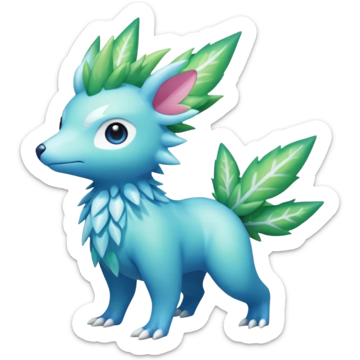 Blue hydro-elemental Virizion-Trico-Amaura-Shaymin-hybrid-creature (full body) sticker