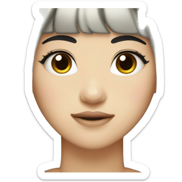  a Korean woman with long straight hair with black bangs, and I have bright skin, blusher, and freckles sticker