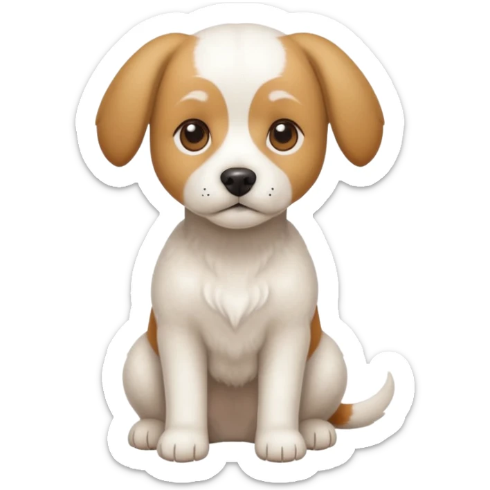 a full body white beagle x maltese x chi dog the size of a kelpie with light brown ears and a light brown patch on one eye sticker