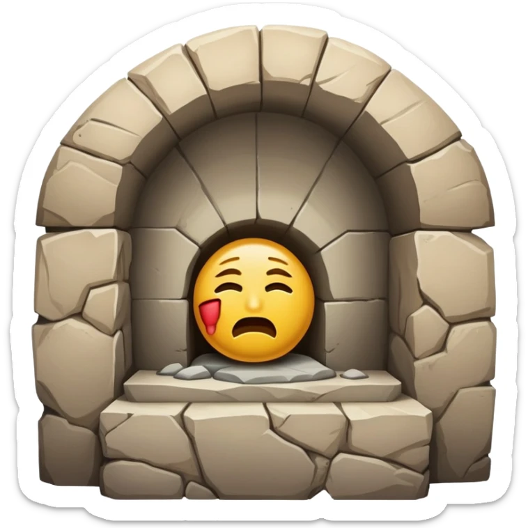 I want you to cry an emoji with an old stone tomb, with the stone closing the open tomb. It's Jesus' tomb. sticker