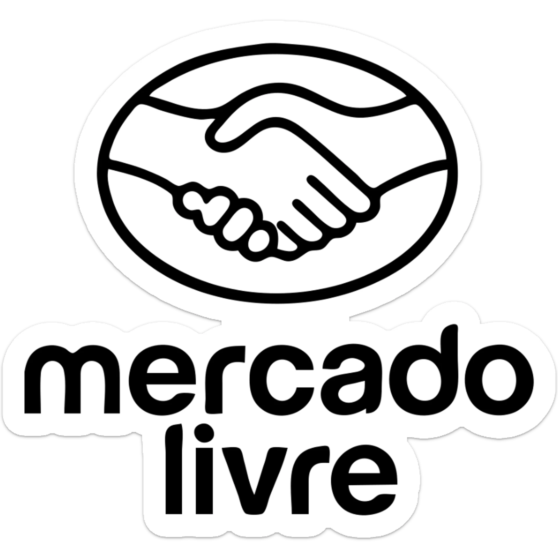 icon of Mercado Livre, outlined style, minimal, black lines, no fill sticker