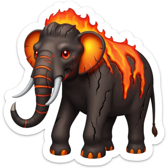 Magma+🦣+lava and cracks into a living creature with glowing red eyes I call lava mammoth 🦣 {hellephant} sticker