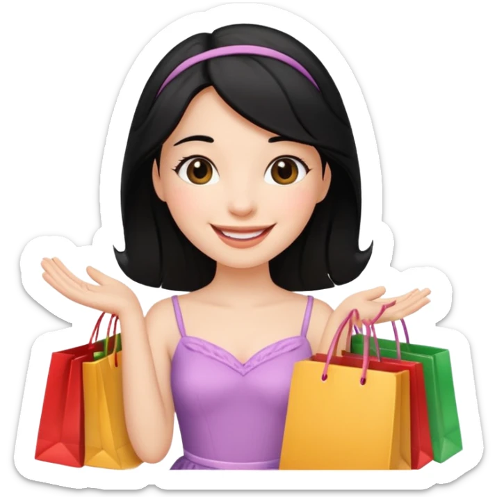 zadowlona czarnowłosa ksiezniczka jest zadowolona z zakupami sticker