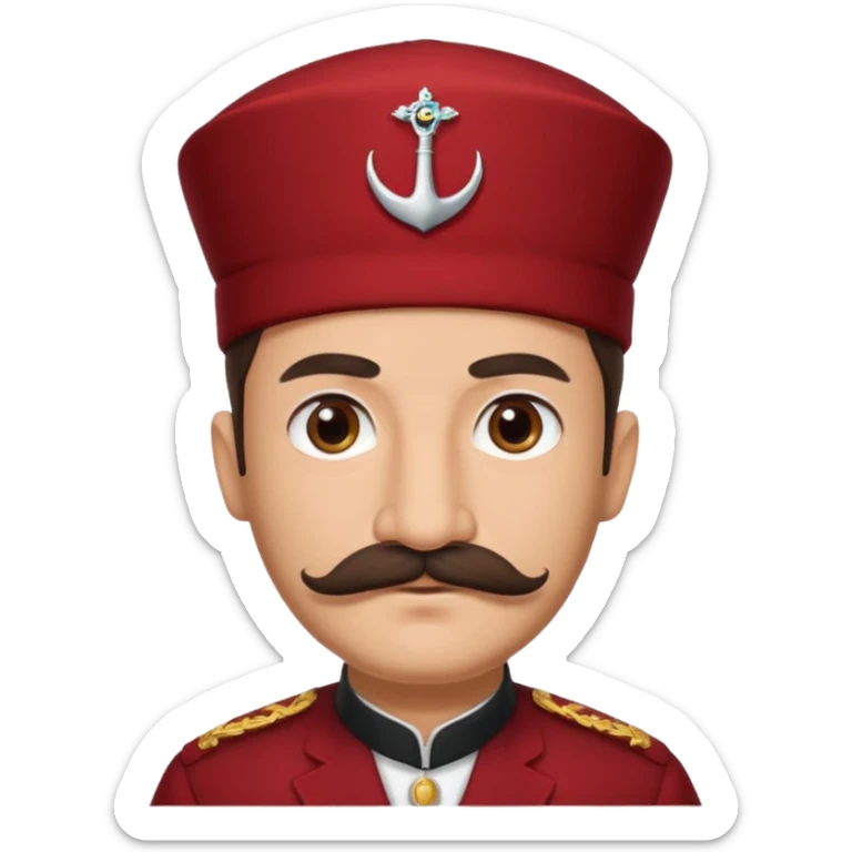 I want an emoji of a turkish man with a mustache with him wearing the traditional red thing on top of their head sticker