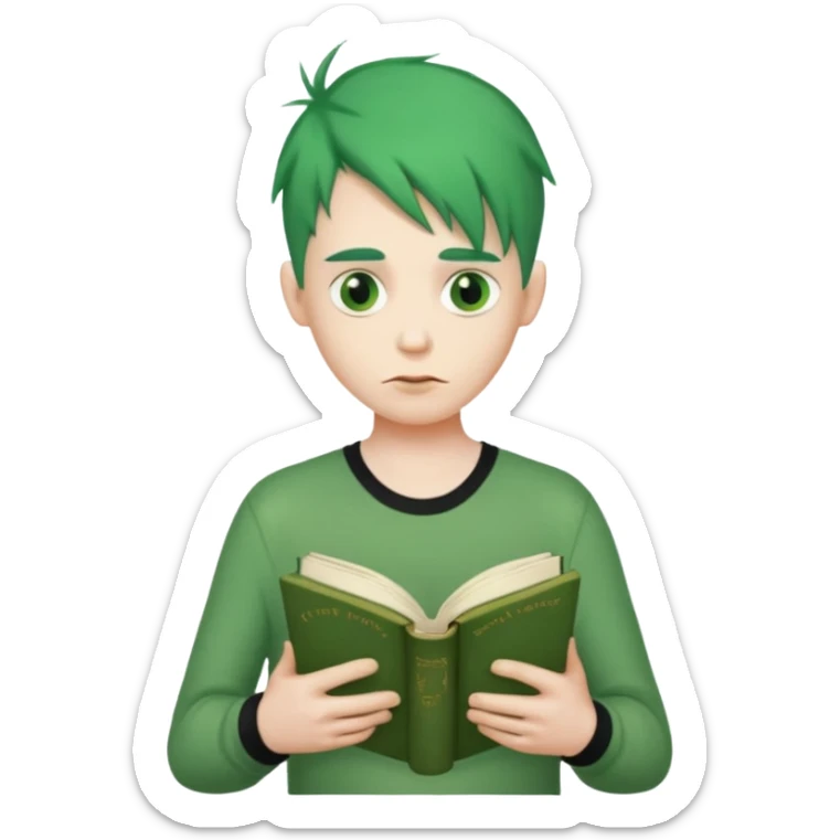 peter has green hair he is creepy he is on a quest to remove all emojis he has a book with all the words that ever exist in his hand he likes fortnite has a reddit thing and a thong and he has a beak sticker