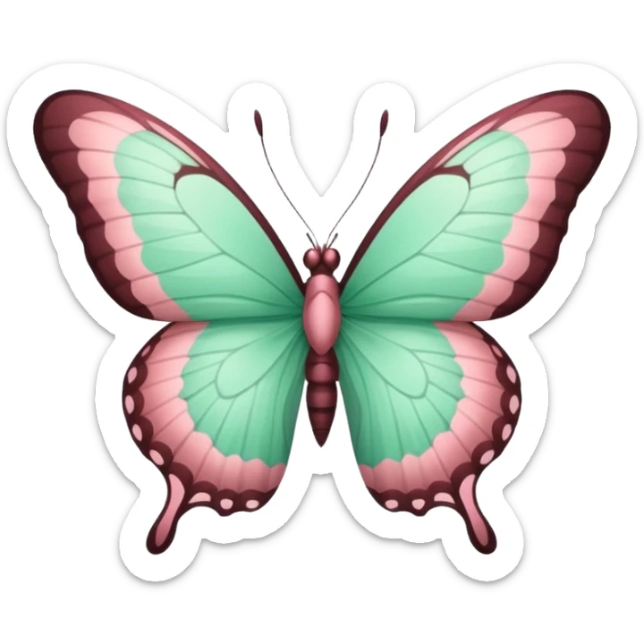 Beautiful mint green and warm dusty rose butterfly with detailed wings sticker