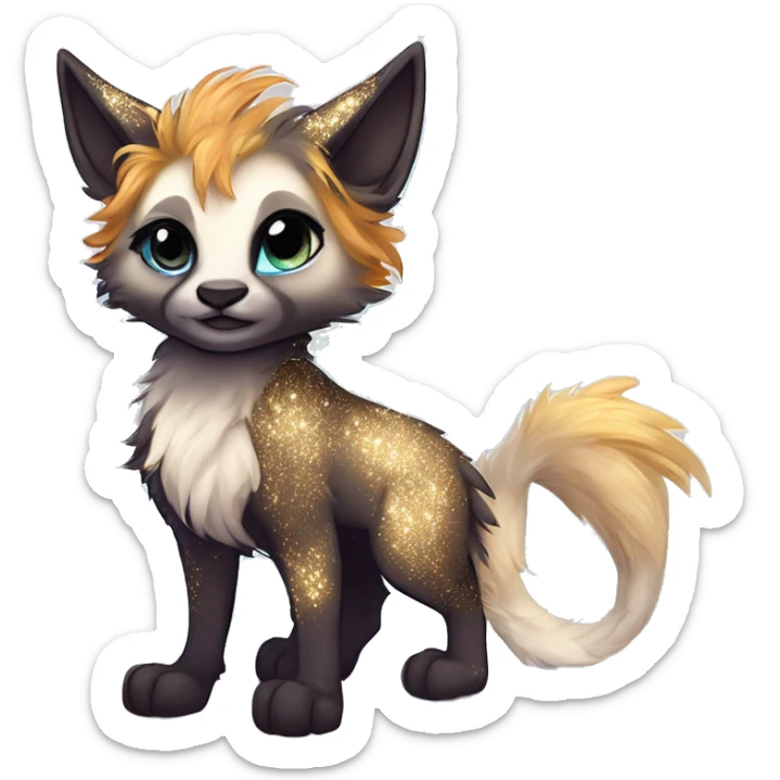 Cool cute Kawaii edgy fantasy animal sparkle fursona Fionbri by griffsnuff & LiLaiRa & Falvie full body sticker