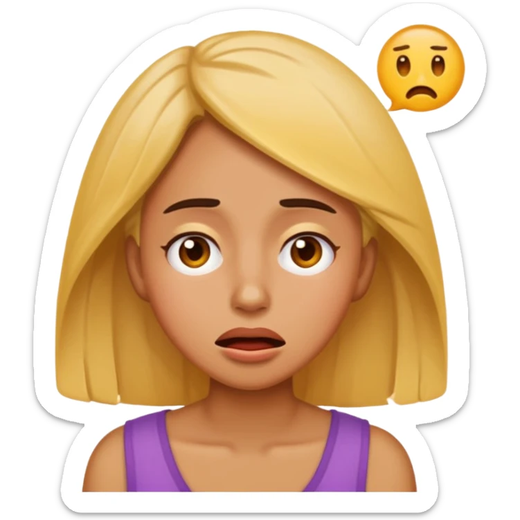 Very exhausted and confused lady emoji but with some humour about it emoji sticker