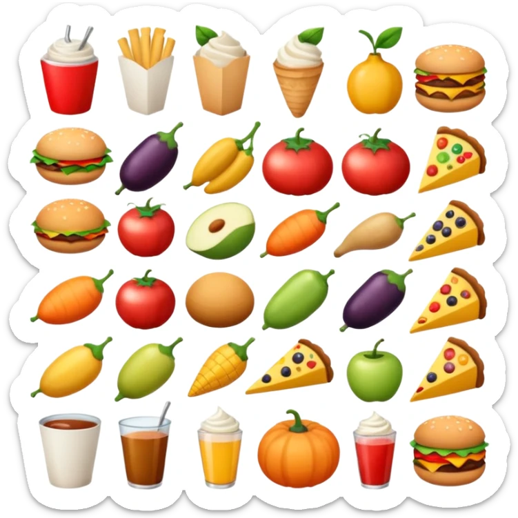 a lot of photo with food like catalog cards from delivery app sticker