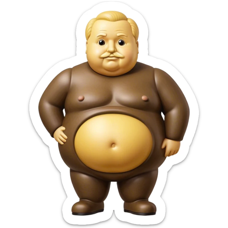 Cinematic Realistic Botero Sculpture Emoji, depicted as an exaggerated voluminous sculpture in the signature style of Fernando Botero, rendered with rich textures and vibrant artistic lighting that captures its playful grandeur. sticker