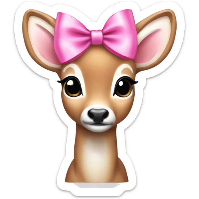 white tailed baby deer with pink bow sticker