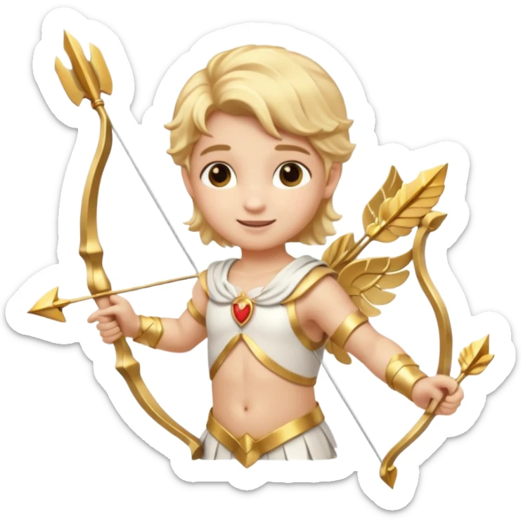 Cupid, God of Love from Gods and Goddesses with golden blonde hair, white and gold outfit sticker