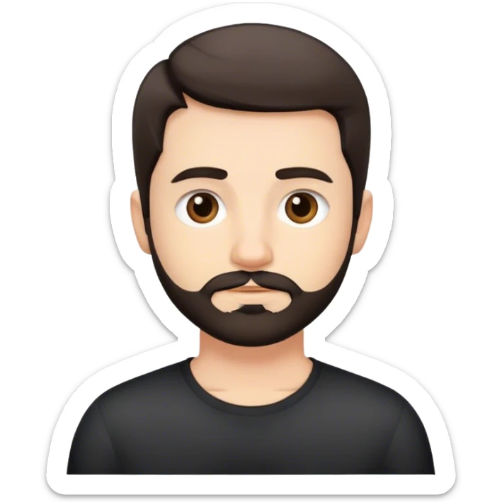 Cute white male, short dark colored hair and facial hair sticker