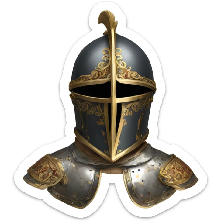 ornate french full-face armet helmet intricate inlays sticker