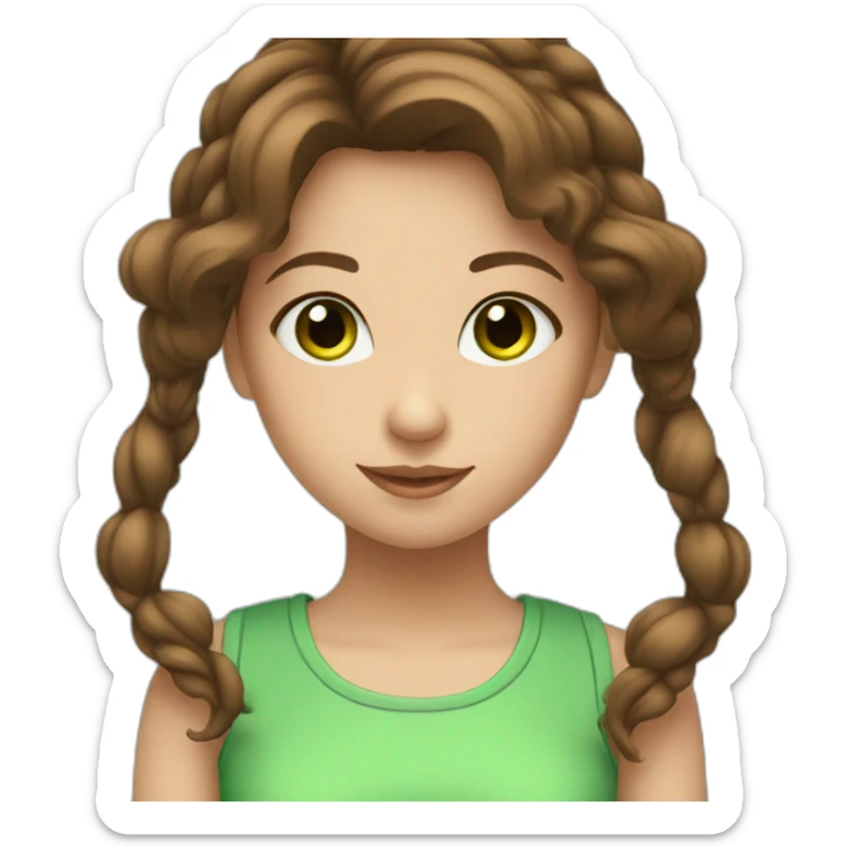 a girl with brown hair and green eyes loving music sticker