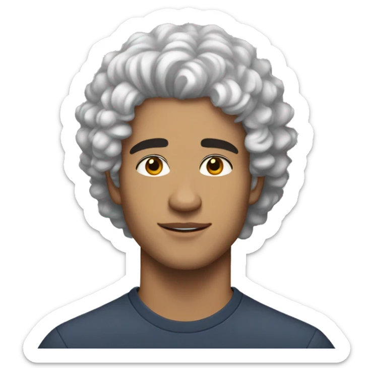 A light skin handsome man with black curly hair with little white hairs and in his 20s sticker