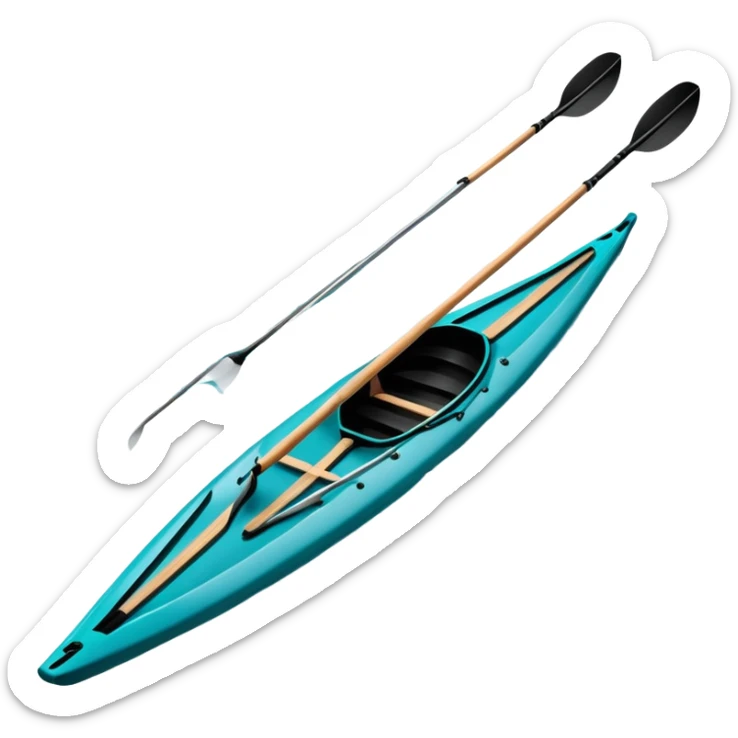 An icon showing a close-up of crossed oars, a sleek racing shell, and rippling water, symbolizing rowing. The design includes droplets in motion and a streamlined boat tip cutting through waves. Transparent background emphasizes strength, precision, and the spirit of competitive rowing sticker