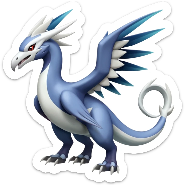 Silvally-Palkia-Dialga-Lugia-Nargacuga-Noivern-fusion-Fakémon-Pokémon-creature (full body) sticker