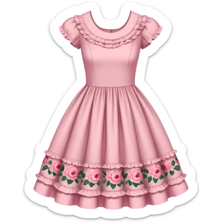Cottagecore style ultra cute vintage material pink dress sticker