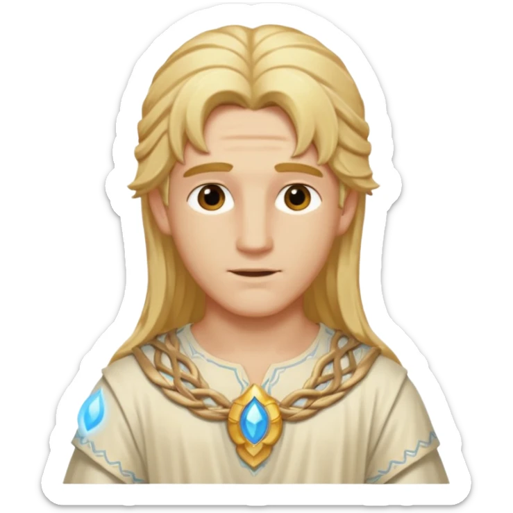Adonis, God of Beauty from Gods and Goddesses with long golden blonde hair, cream outfit sticker