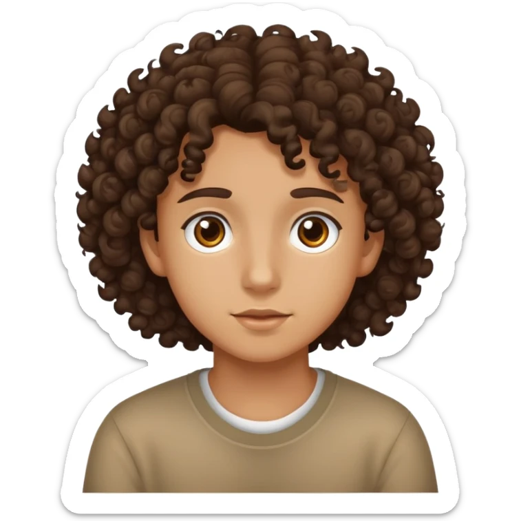 tan teenager with curly dark brown hair sticker