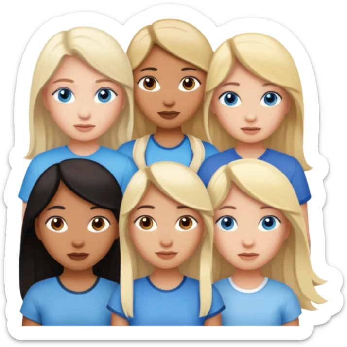 5 girls 3 Filipinas(one is lighter) one Indian and one white blonde girl with blue eyes  sticker