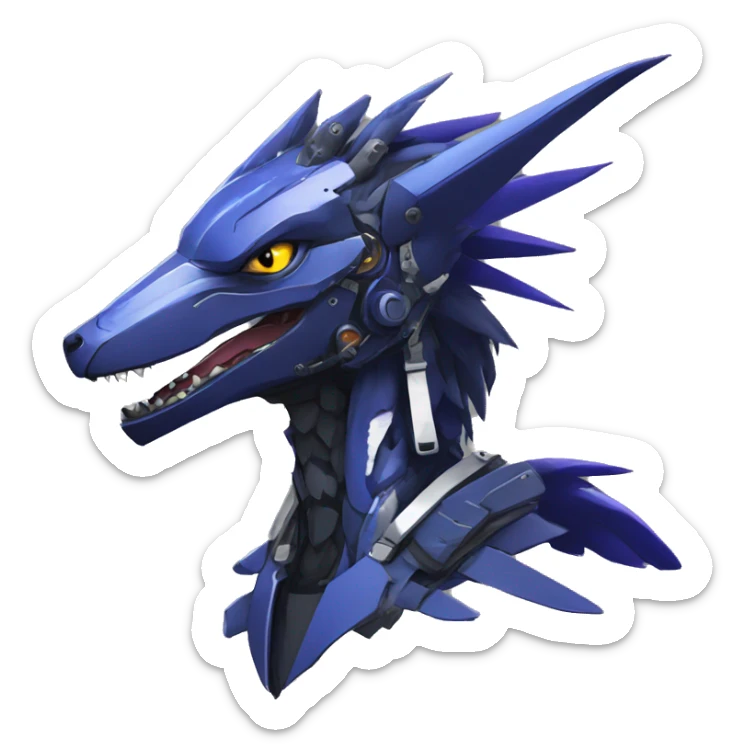 Edgy Anthro Futuristic Mechanical Sergal-raptor-nargacuga-vernid-sona sticker