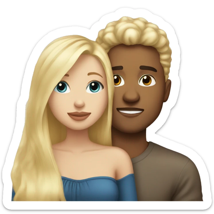 Light skin guy and blonde hair blue eyed girl kissing sticker