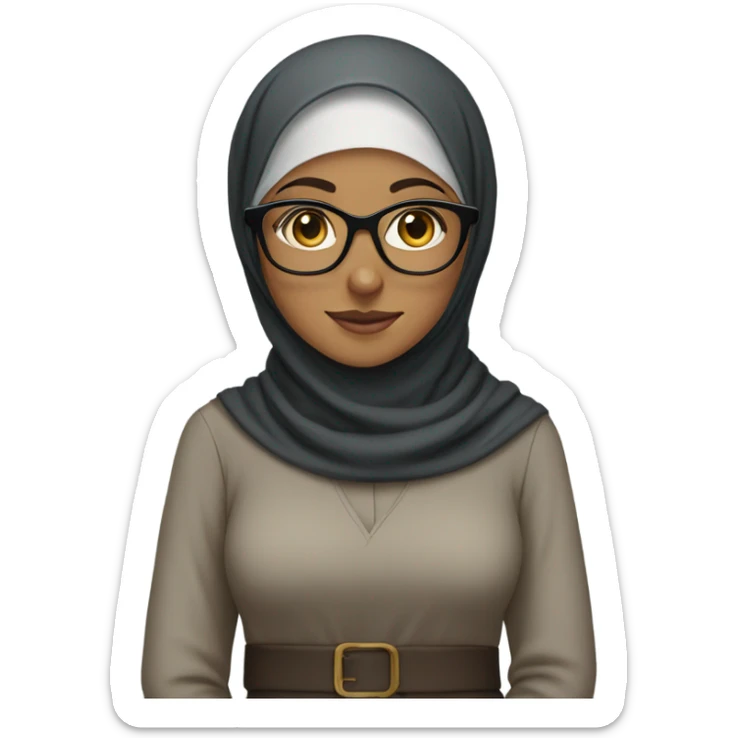 Hijabi girl wearing glasses in a long modest dress sticker