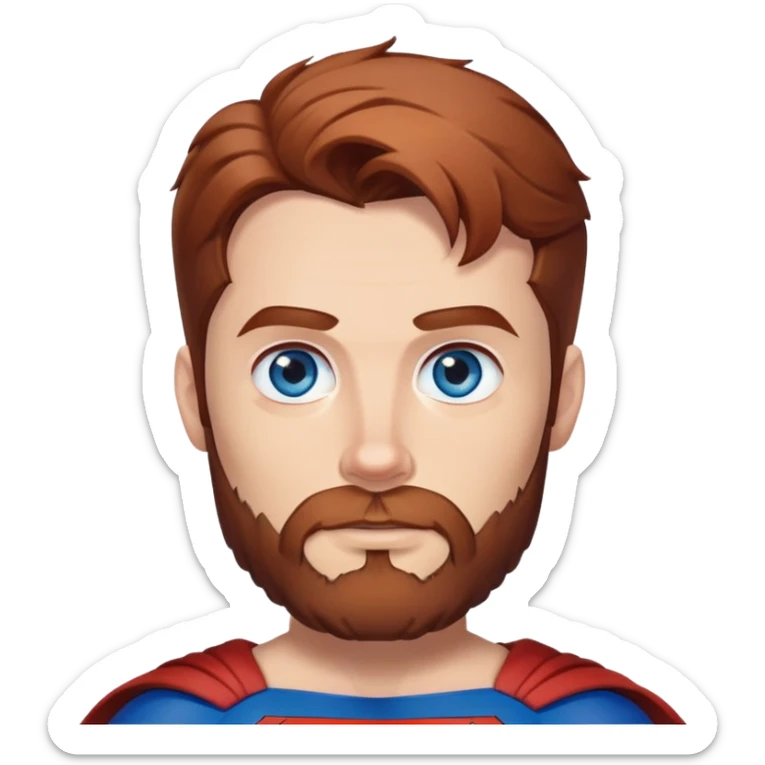 Adult Superman with blue eyes redish brownish hair and full scruffy beard making 🫶🏻 sticker