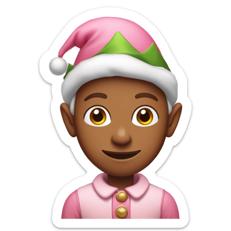 An emoji of a Christmas Elf with pastel pink clothes sticker