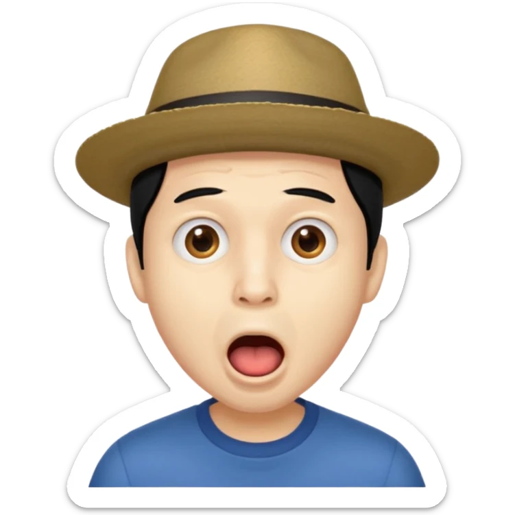 homme créole réunionnais  étonné  bouche ouverte avec chapeau sticker