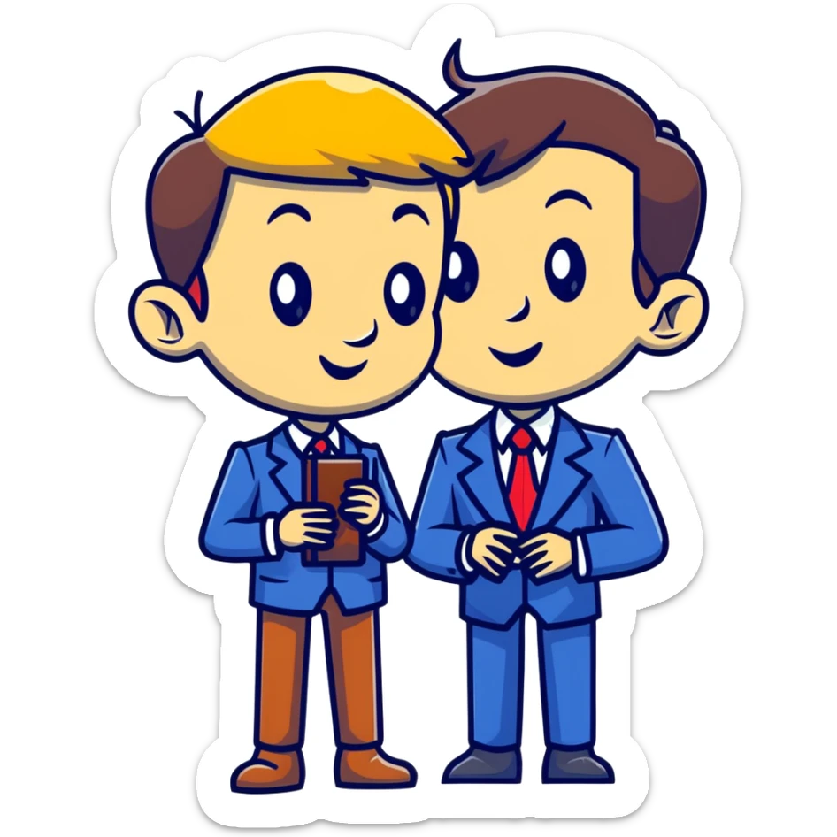 cartoon sticker of a news anchor with a long Pinocchio nose symbolizing fake news sticker