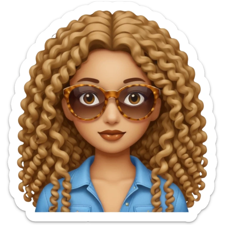 Biker Gang with Sunglasses,girl, long curly hair, sunglasses sticker