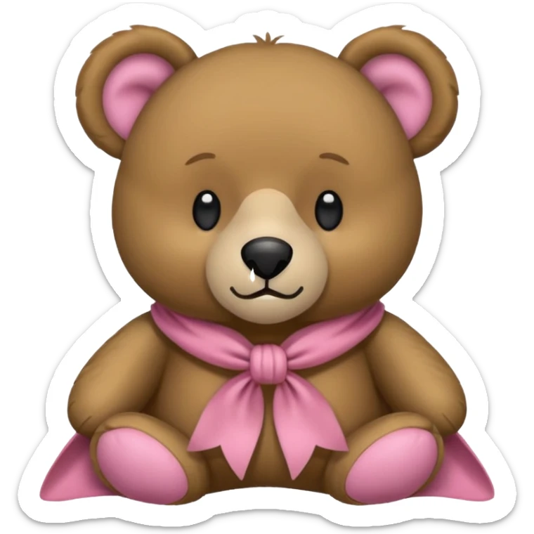 Ein süßer teddybär der mit einer hellrosanen decke zugedeckt ist und eine Schleife am Ohr hat sticker