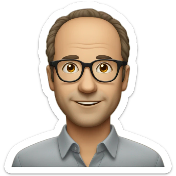 A man in glasses with receding hairline who loves theater sticker