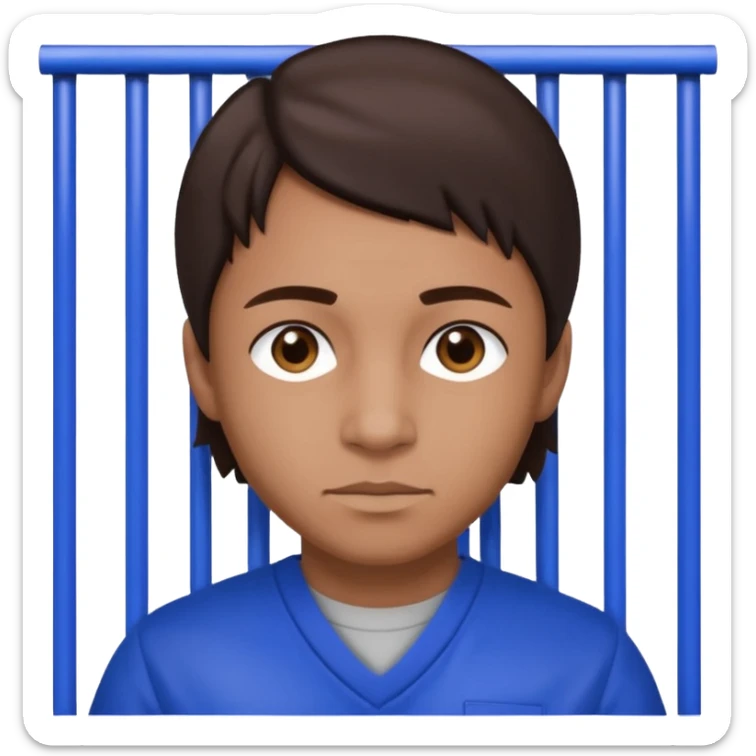 Dre from Lockdown with dre skin, brown eyes, dark brown hair , cobalt blue inmate outfit  sticker