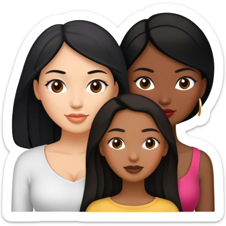 Three female friends, two are Latin one is black with black hair and one is white  sticker