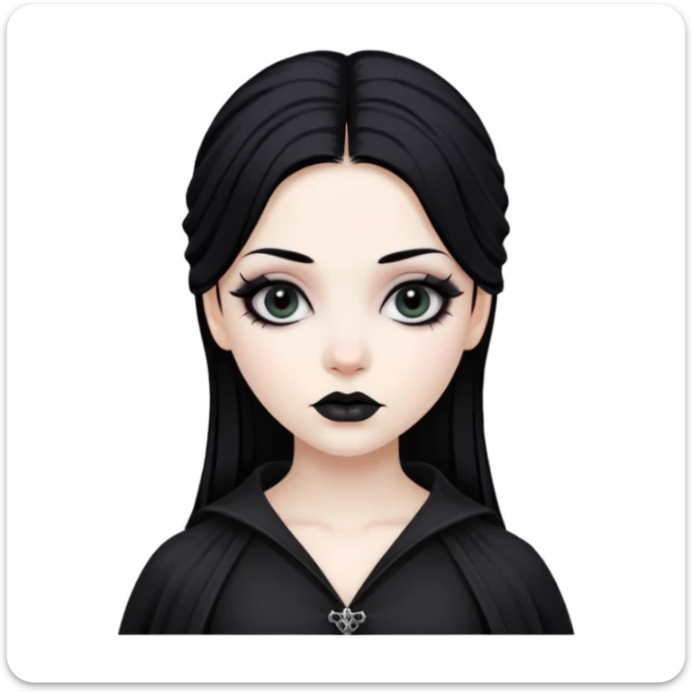 a slightly dark-haired girl in the Gothic style with black hair  sticker