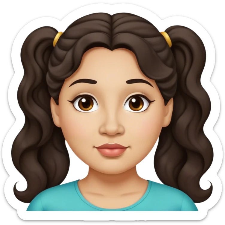  plus size light skin latino women with wavy dark hair in pony tail flat wide nose  sticker