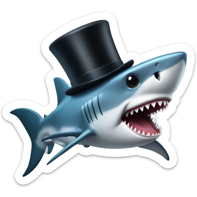 Shark with a top hat sticker