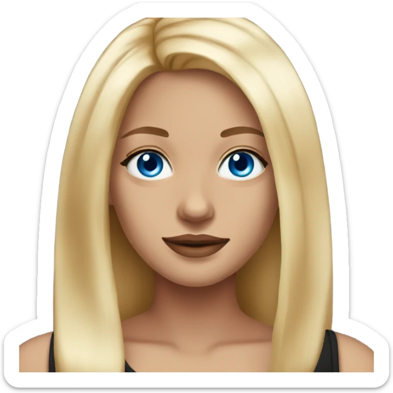 beautiful woman, long straight blonde hair, blue eyes, black tank top  sticker