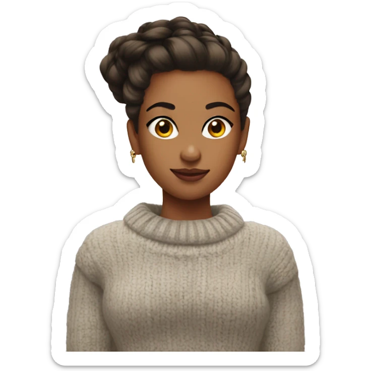 Girl with slick back hair big earrings and cozy sweater sticker