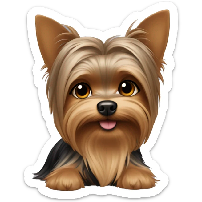 Yorkshire Terrier in the arms of a girl with brown hair sticker