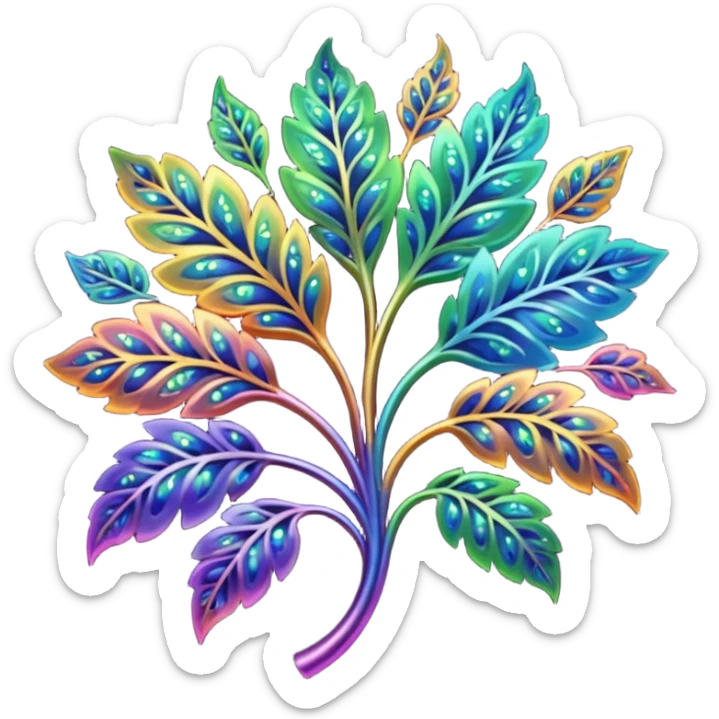 dark rainbow filigree design, leaf shapes, flower shapes, nature shapes, toxic nature, toxic plants sticker
